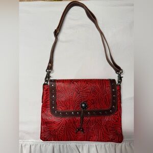 Myra Bag Myra Multitude Hairon Leather Shoulder Bag Red EUC